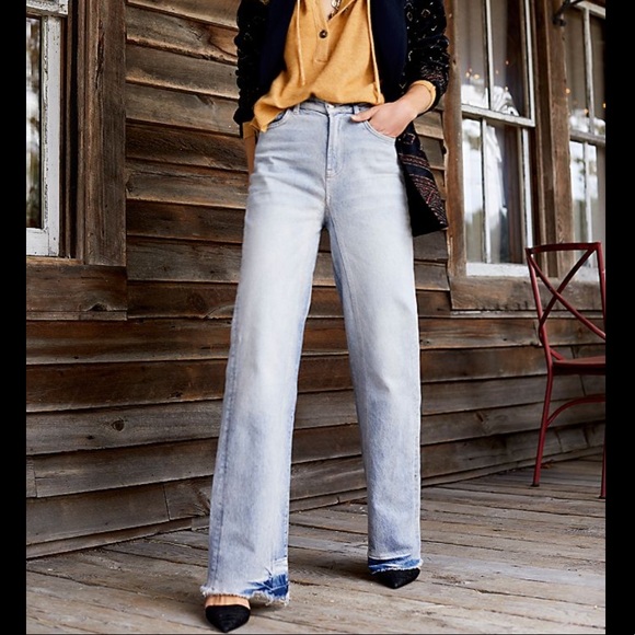 Free People relaxed straight slouch jean acid wash - Picture 2 of 10